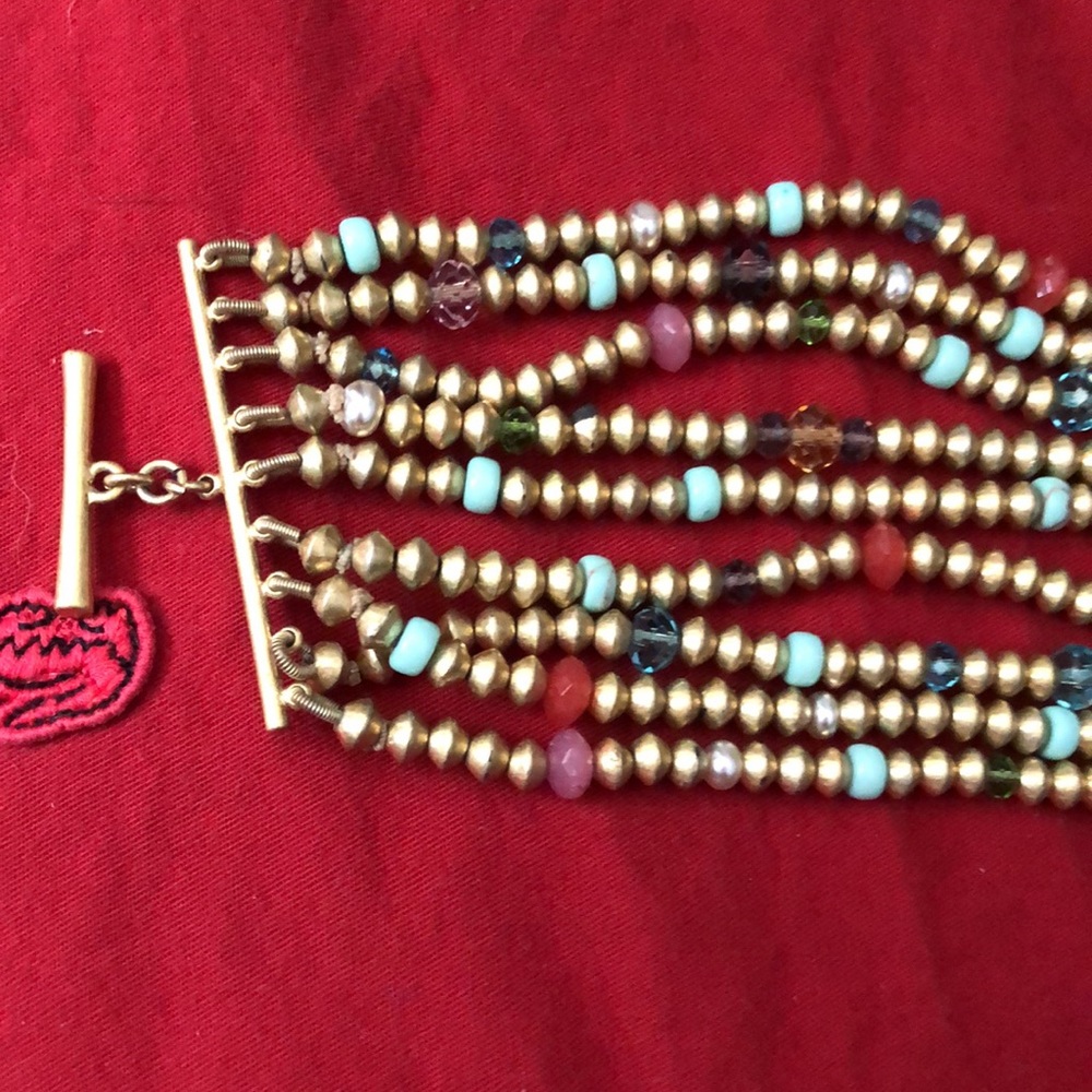 LAUREN RALPH LAUREN BRACELETW/GOLD+BLUE +RED BEADS - Picture 3 of 9